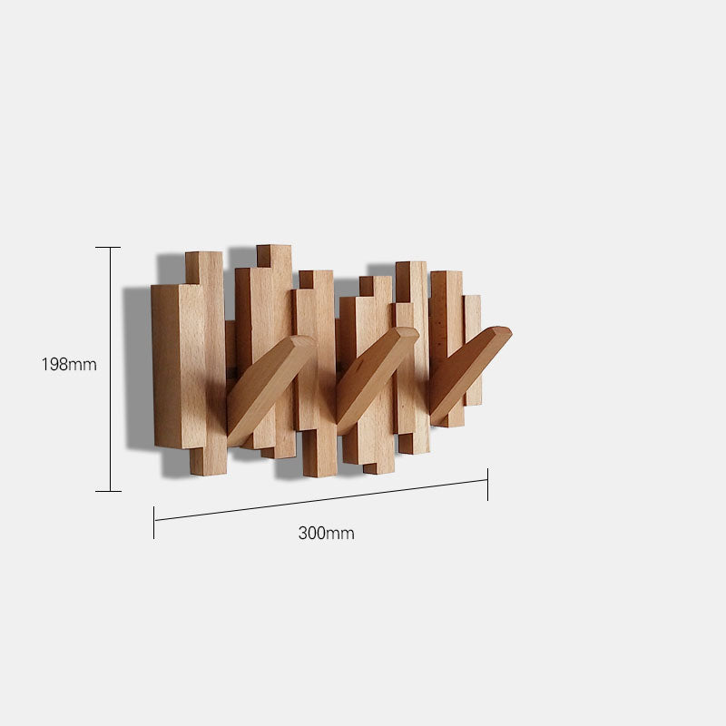 Hanging Clothes Rack Solid Wood Wall-Mounted Coat Rack Folding Hook