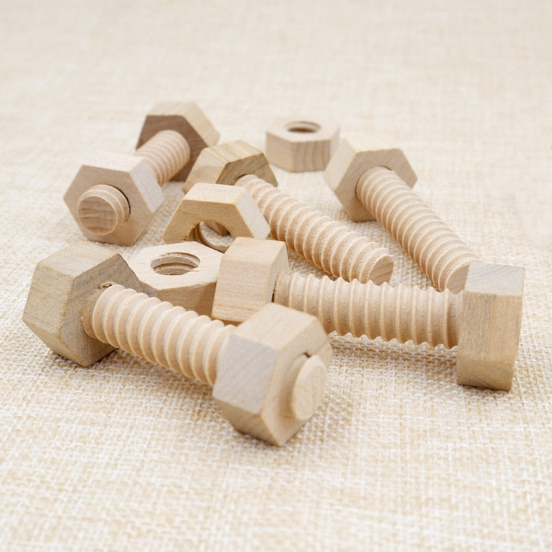 Early Education Educational Screw Nut Assembling Wooden Toy Solid Wood Screw Nut Hands-On Teaching Aid Educational Toy For Child
