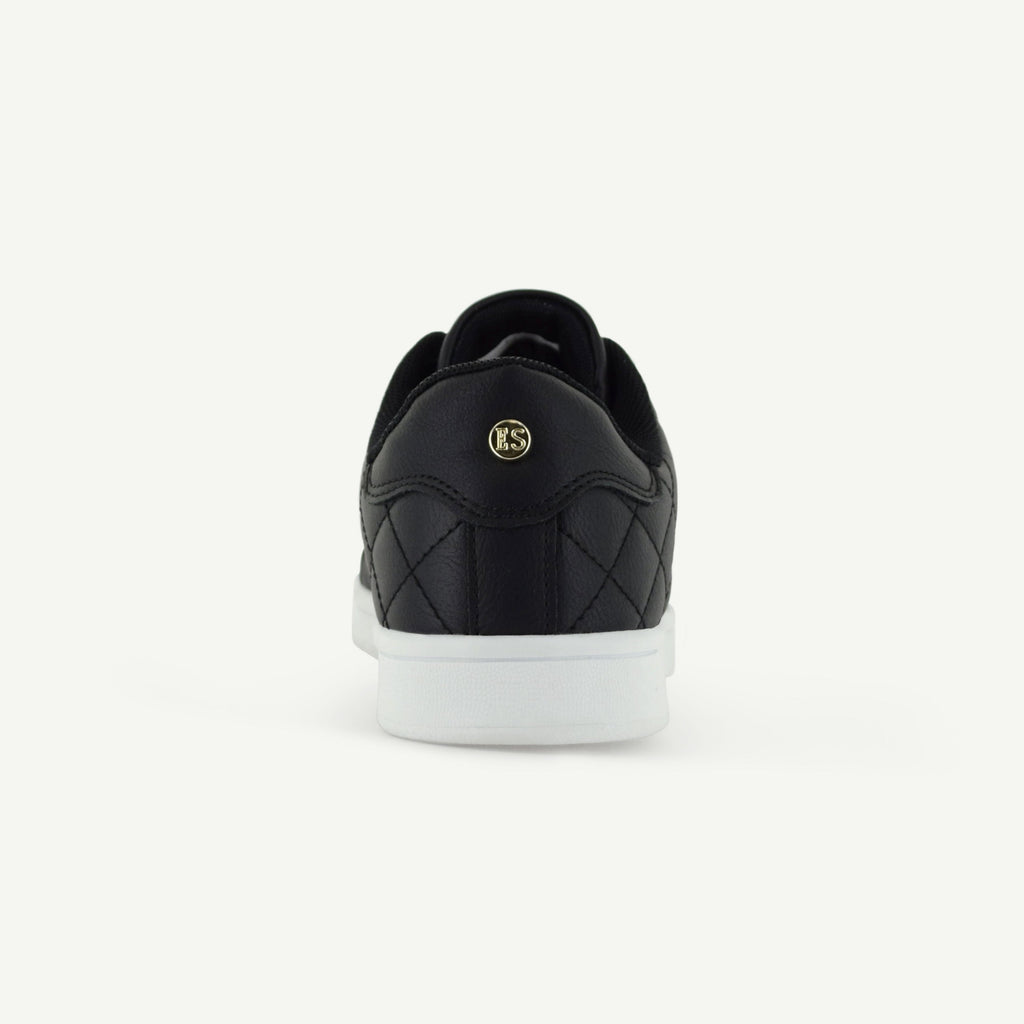 VOLTAIRE: QUILTED COURT SHOE - BLACK