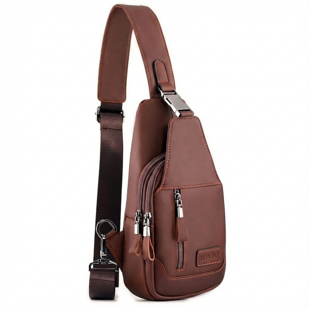 Men's Vegan Leather Sling Bag – Compact Travel Carry