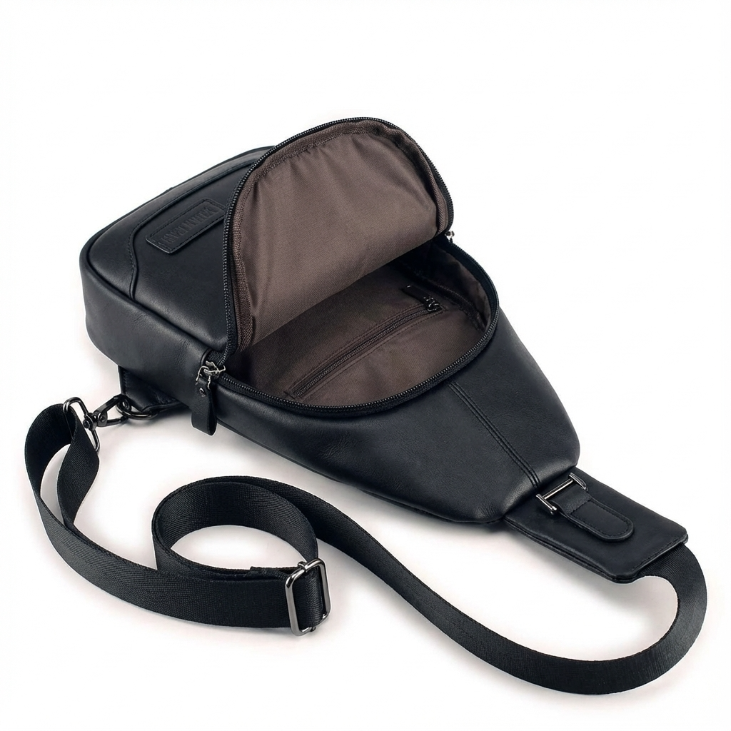 Men's Vegan Leather Sling Bag – Compact Travel Carry