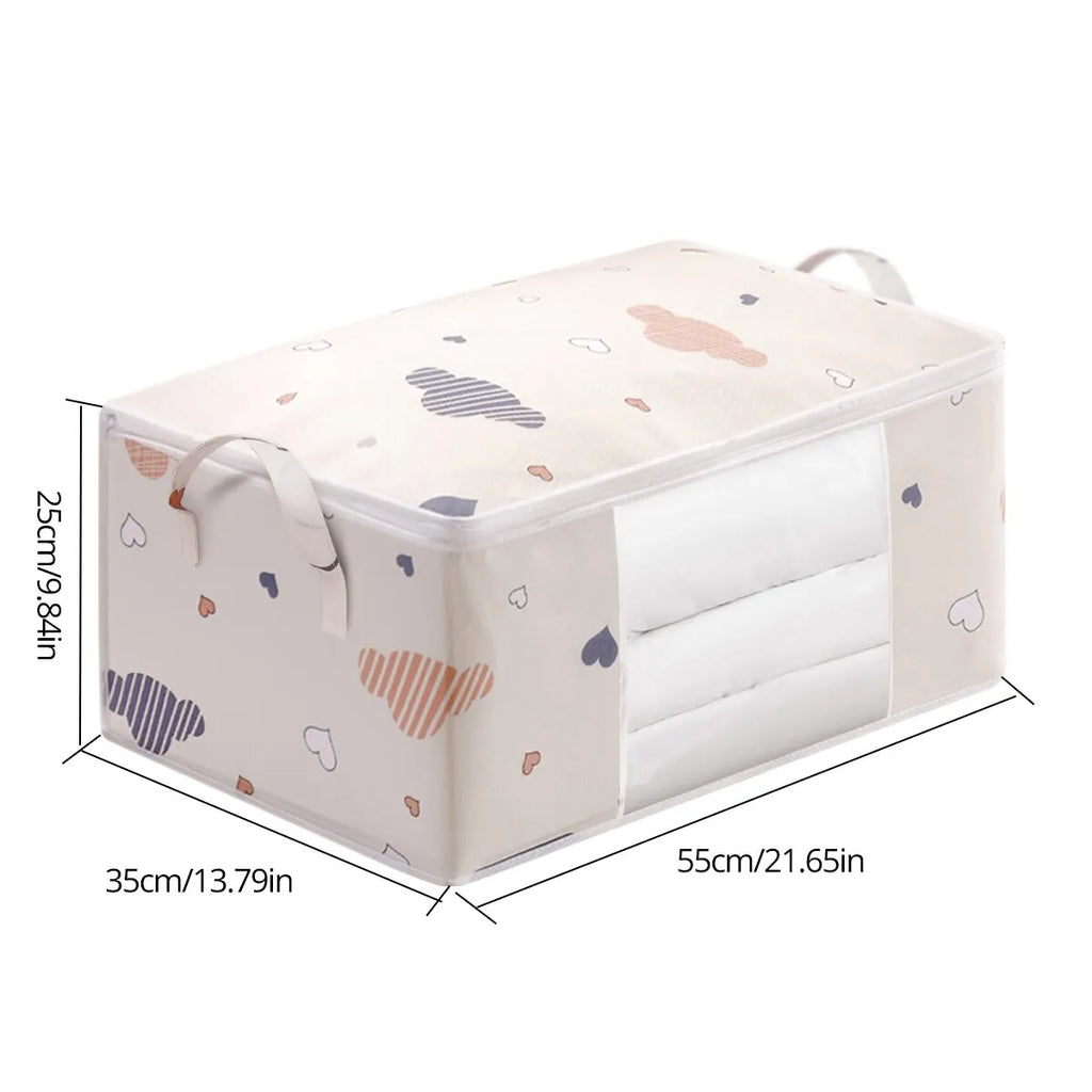 Foldable Large Capacity Clothes Storage Bag Organizer – Reinforced Handle & Sturdy Zipper | Medium 55×35×25 cm / Large 60×40×30 cm