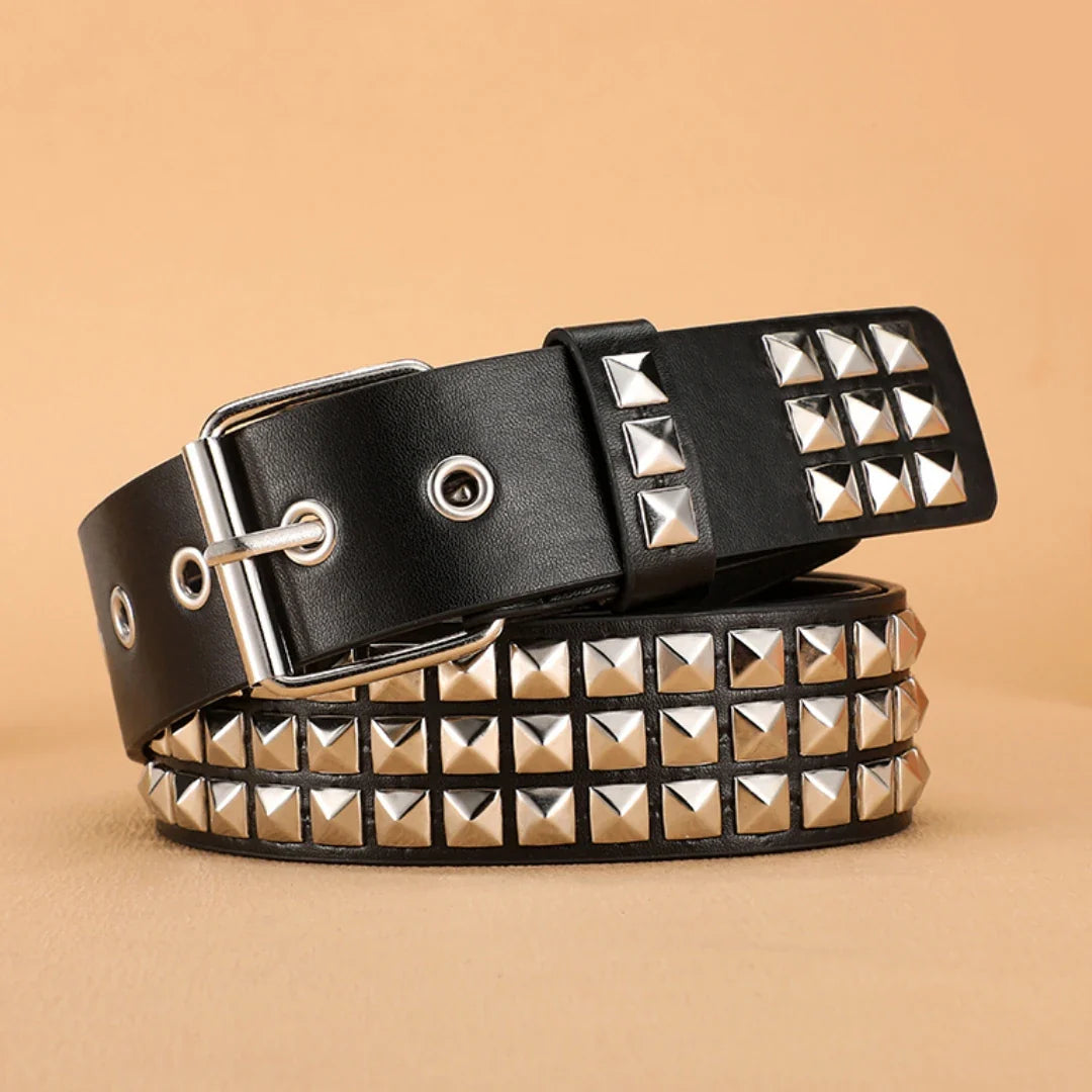 Rivet Stud Heavy Metal Punk Belt for Men & Women, Y2K Rock Jeans Belt (1.5 in / 3.8 cm)