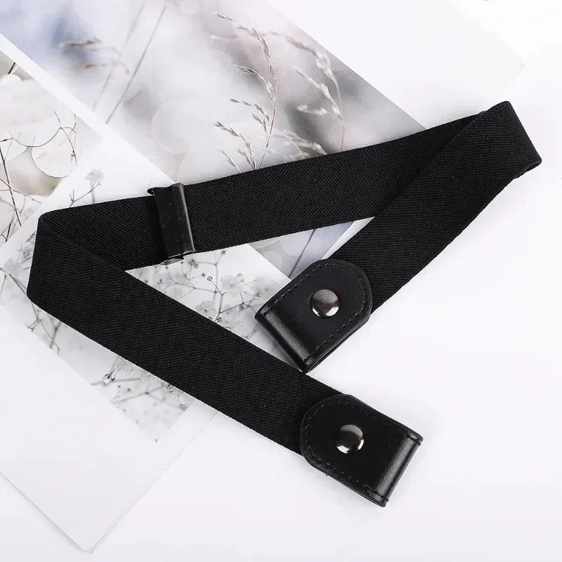 Canvas Elastic No-Buckle Adjustable Belt for Jeans – Invisible Waistband 33–45in (85–115cm) for Women & Men