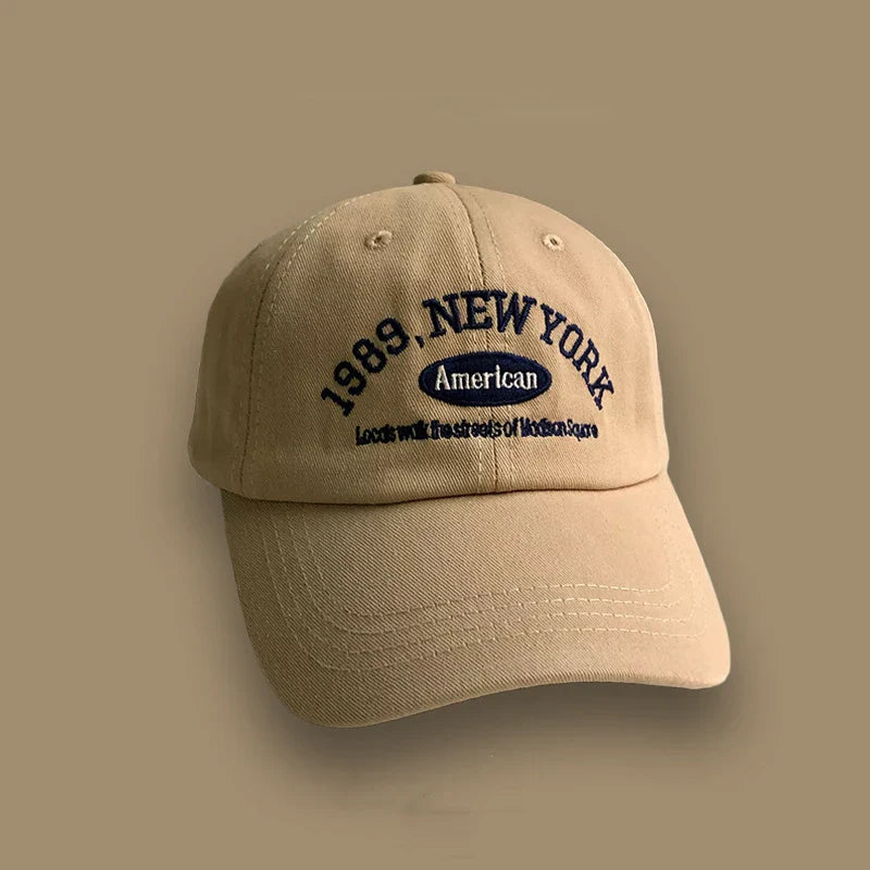 Korean Retro Embroidered Letter Baseball Cap - Unisex Casual Sun Protection Hat