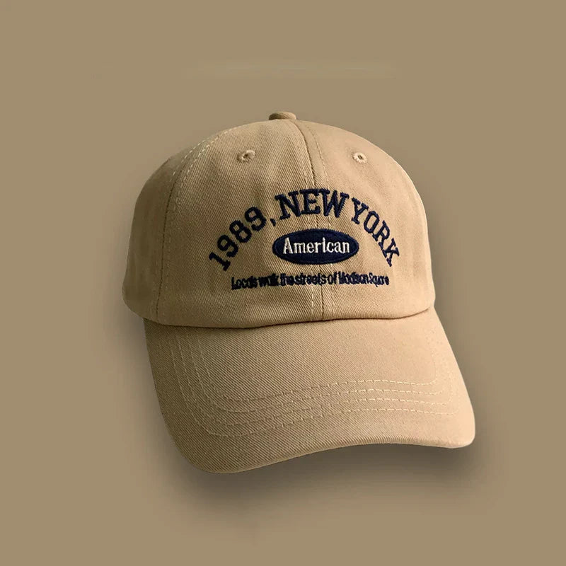Korean Retro Embroidered Letter Baseball Cap - Unisex Casual Sun Protection Hat