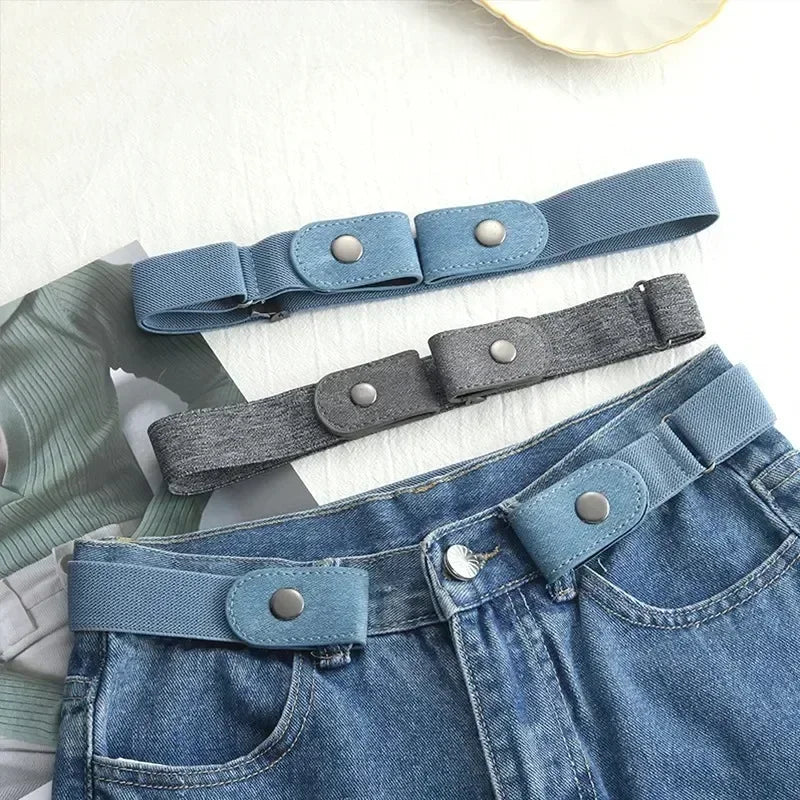 Canvas Elastic No-Buckle Adjustable Belt for Jeans – Invisible Waistband 33–45in (85–115cm) for Women & Men