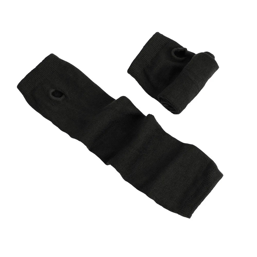 Elbow-Length Fingerless Knit Arm Warmers - Striped Winter Gloves for Men & Women