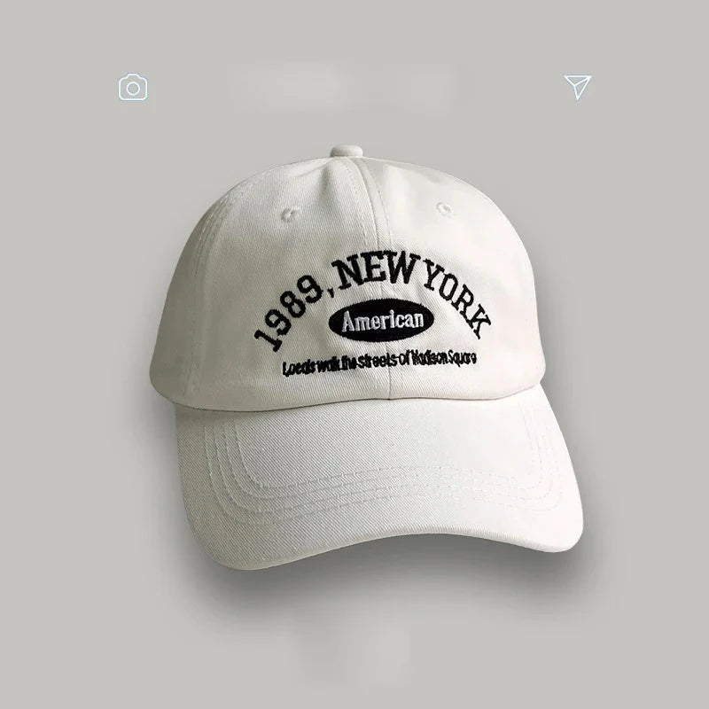 Korean Retro Embroidered Letter Baseball Cap - Unisex Casual Sun Protection Hat