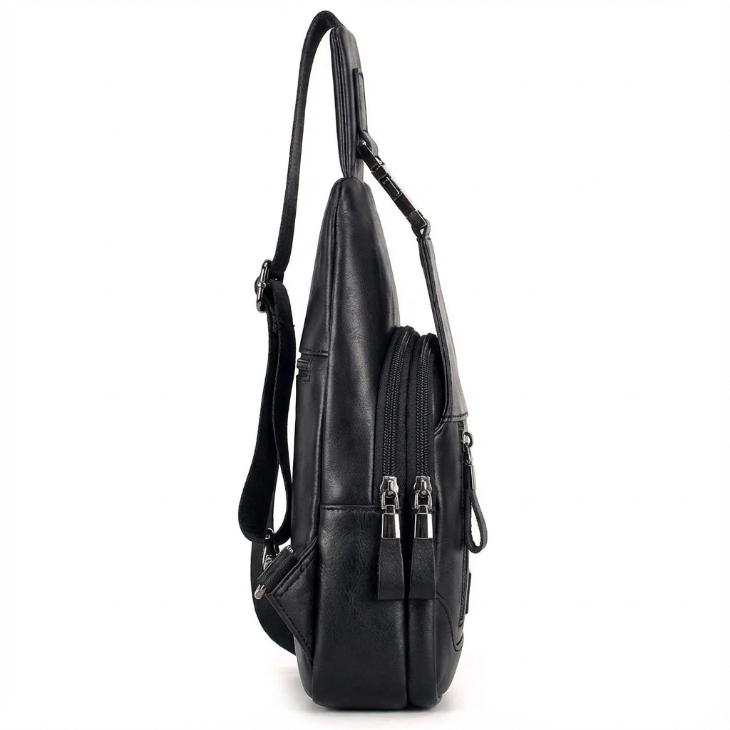 Men's Vegan Leather Sling Bag – Compact Travel Carry