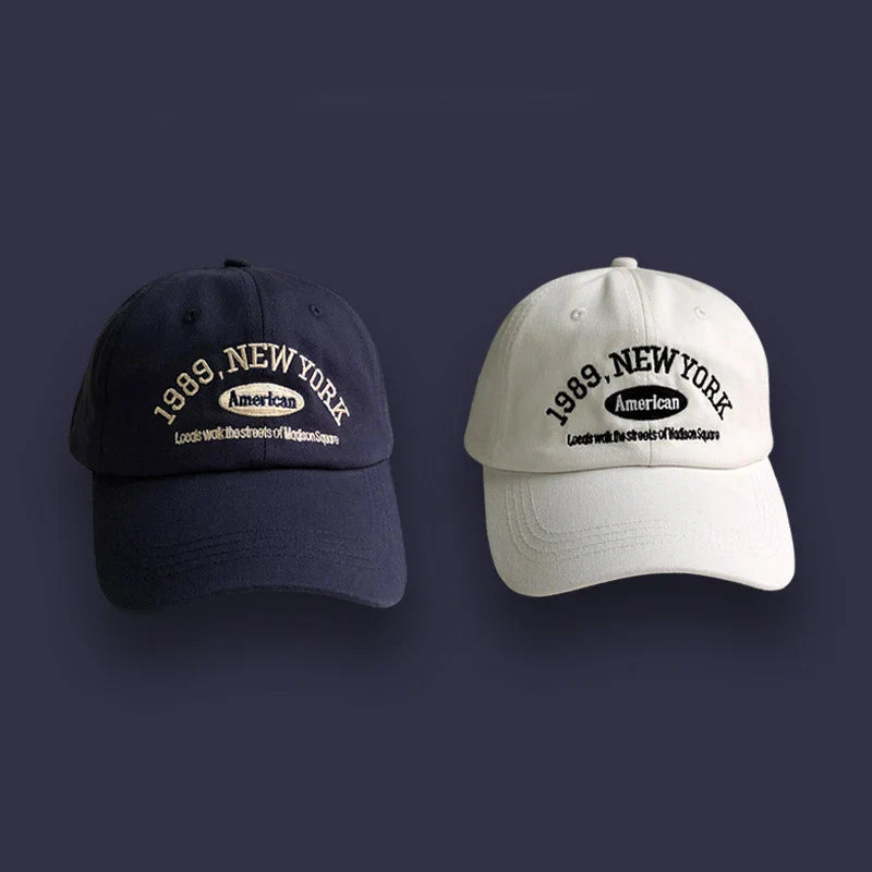 Korean Retro Embroidered Letter Baseball Cap - Unisex Casual Sun Protection Hat