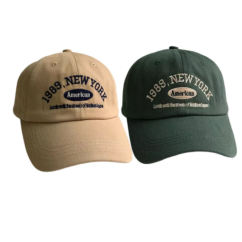Korean Retro Embroidered Letter Baseball Cap - Unisex Casual Sun Protection Hat