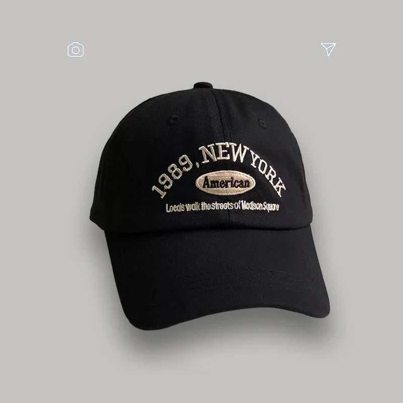 Korean Retro Embroidered Letter Baseball Cap - Unisex Casual Sun Protection Hat