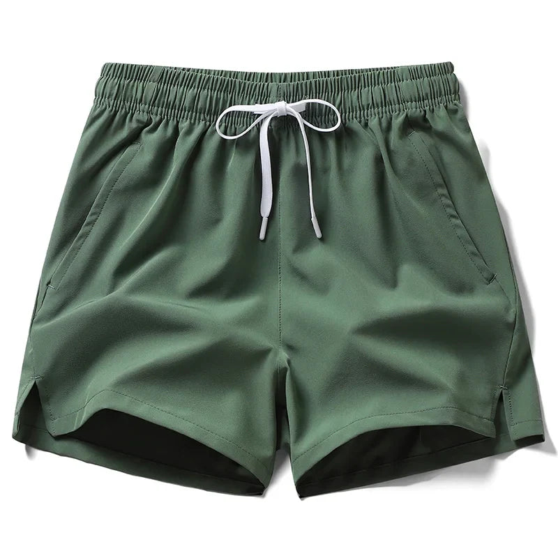 Unisex Lightweight Running Shorts with Zipper Pockets - Quick-Dry Athletic and Beach Shorts