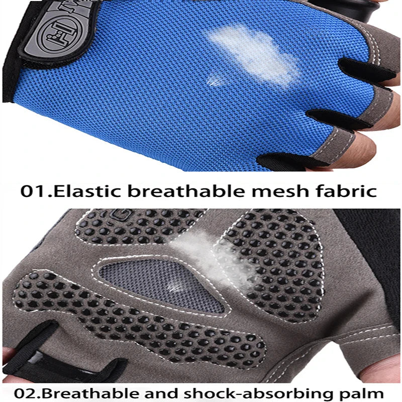 Fingerless Gym Gloves for Men & Women - Anti-Slip Breathable Workout & Cycling Gloves