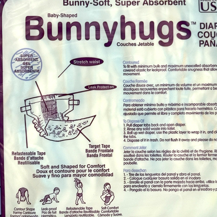 Bunnyhugs Large Baby Diapers, Size 4 (22-35 lbs)
