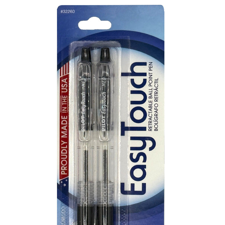2pk Pilot Easy Touch Retractable Black Pens