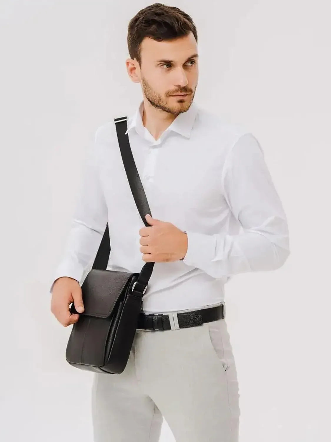 Men's Full-Grain Leather Sling Bag – Refined Business Carry