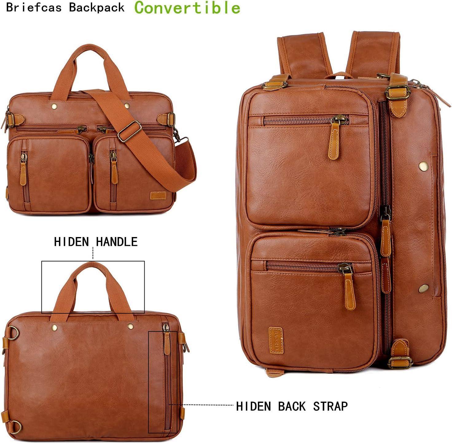 Men's Vegan Leather Messenger Bag – Convertible Work Carry