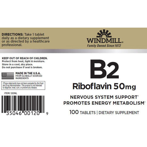 100ct Windmill VIT B-2 TABS 50 MG